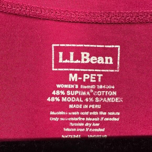 LL Bean Womens Medium Petite Pink Faux Wrap Long Sleeve Shirt Cotton Modal - Picture 2 of 3